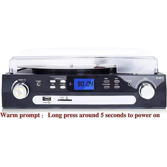 Vinyl/LP Turntable Record Player, with Bluetooth,AM&FM Radio, Cassette Tape, Aux - Picture 6 of 7